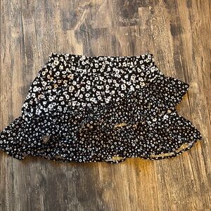 Floral Black and White Kids Skirt